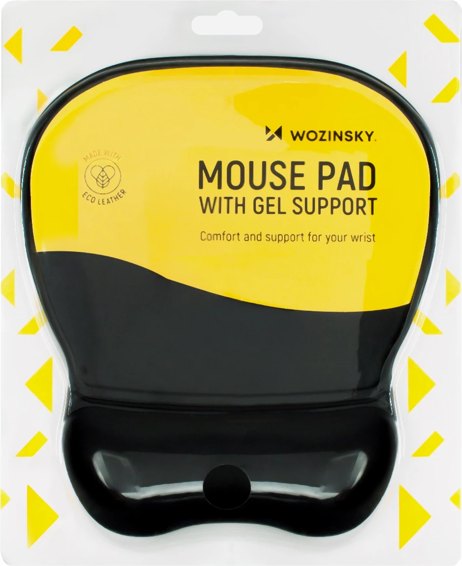 Mauspad ergonomik Wozinsky me mbështetje për kyç, lëkurë ekologjike, i zi
