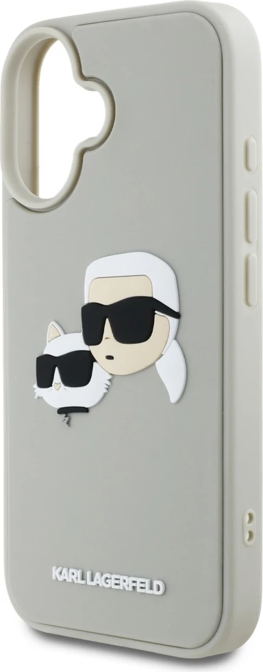 Mbështjellës Karl Lagerfeld HC 3D Rubber Double Heads për iPhone 16, Bezhe