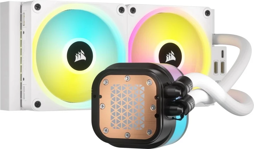 Ftohës hibrid Corsair H100i, 240mm, RGB, i bardhë