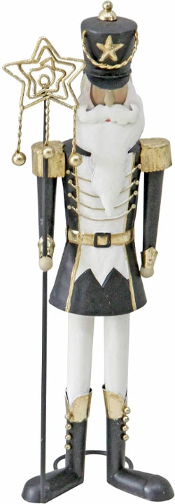 Dekoratë Krishtlindjesh KLAUS, ushtar prej metali, bardhë-gri, 13x10x38cm