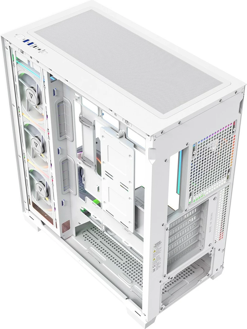 Kasë MODECOM Volcano Stellar Plus 5F AT-STELLAR-PLUS-5F-ARGB-20, Midi Tower ATX/mATX/ITX, 5x120mm ARGB me kontrollues, USB-C, xham i temperuar, e bardhë