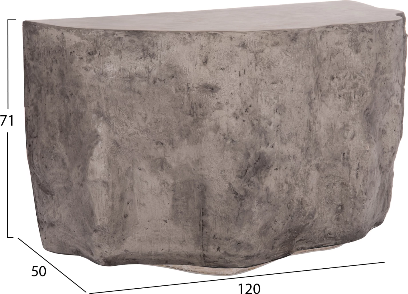 Konsolë INTERON, formë shkëmbi, fibër-cement, ngjyrë gri, 120x50x71cm