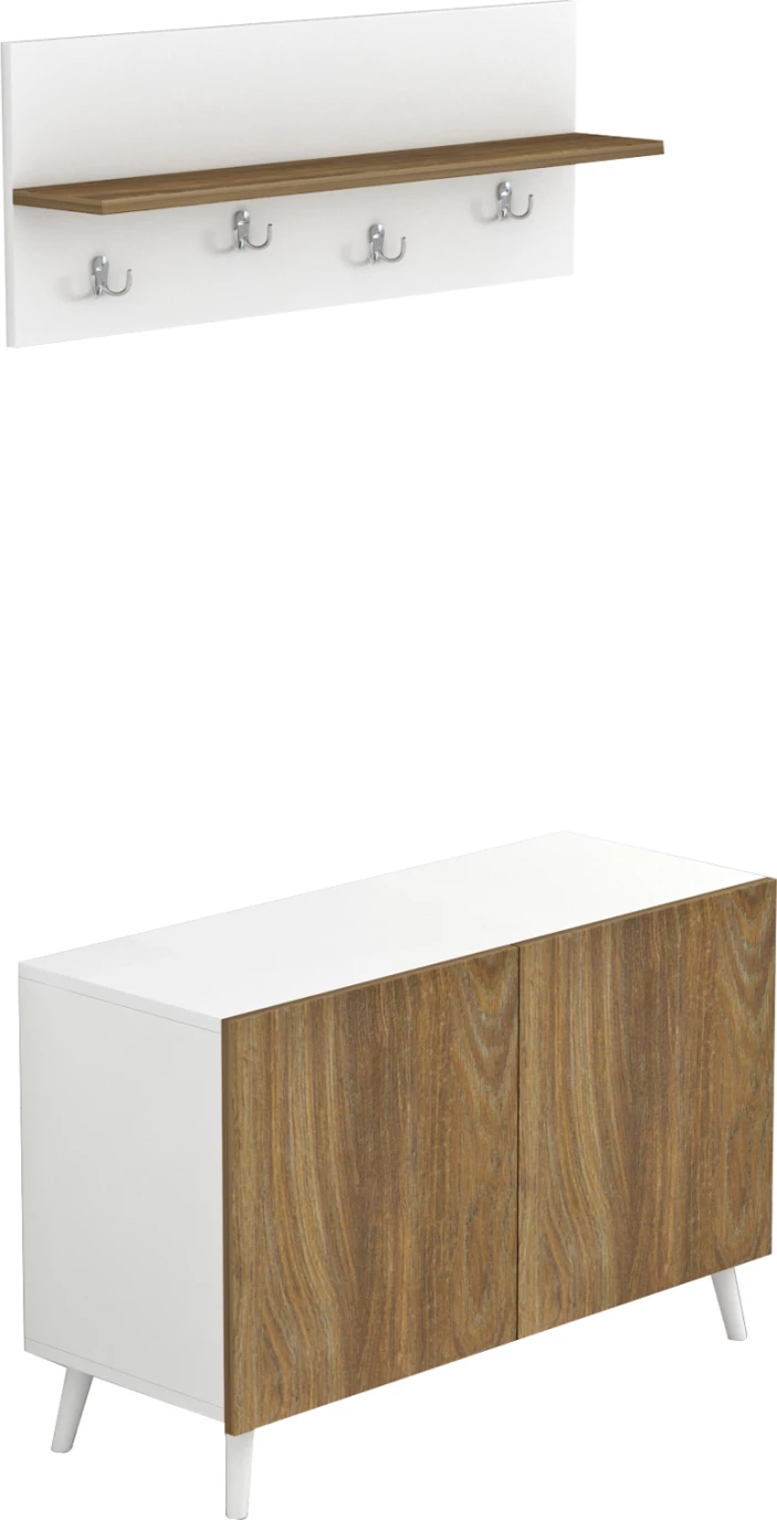 Set mobiljesh hyrje DELPHINE FH8876.11 melaminë në dru natyral-bardhë 80x31,3x41,5Hcm