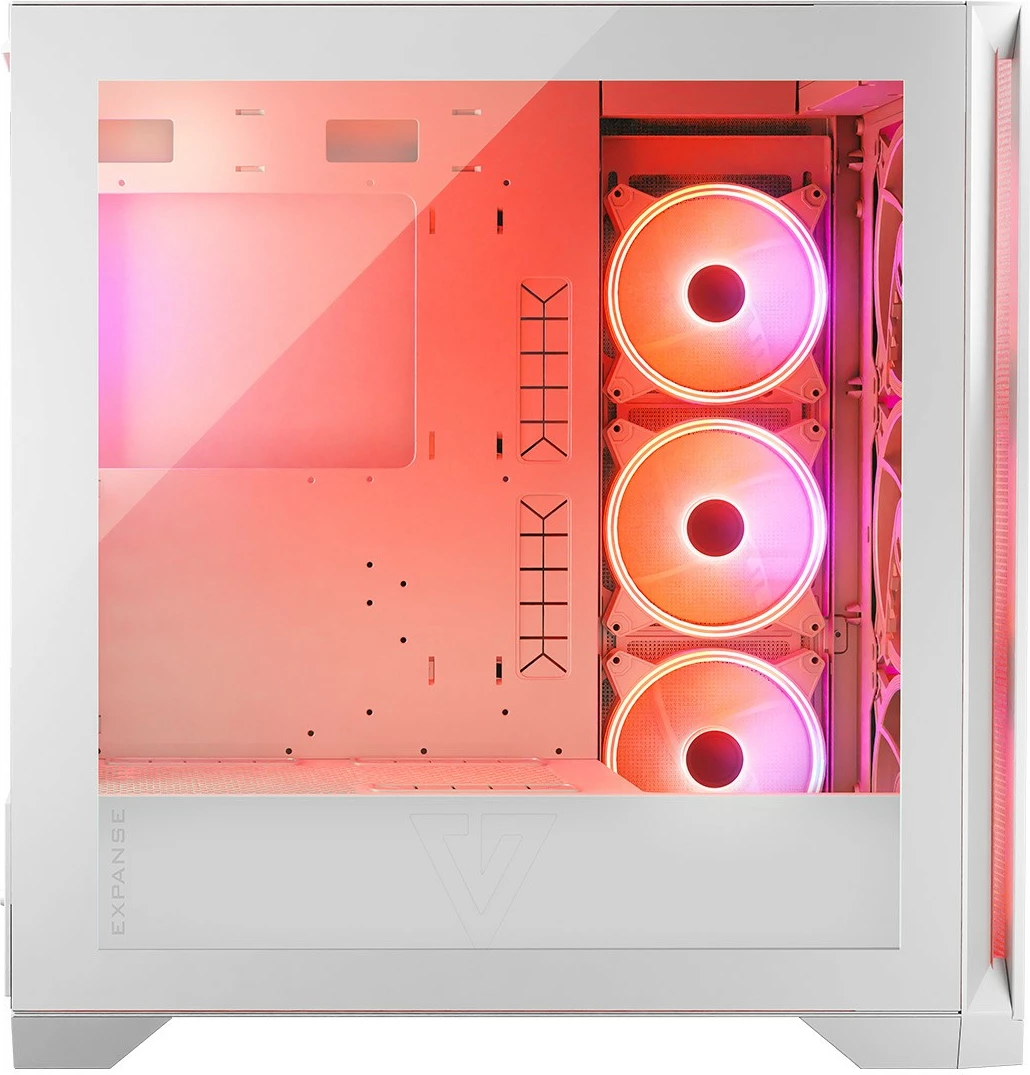 Kasë MODECOM Volcano Expanse S ARGB Midi Tower ATX/µATX/ITX me 4 ventilatorë ARGB, xham i kalitur, e bardhë