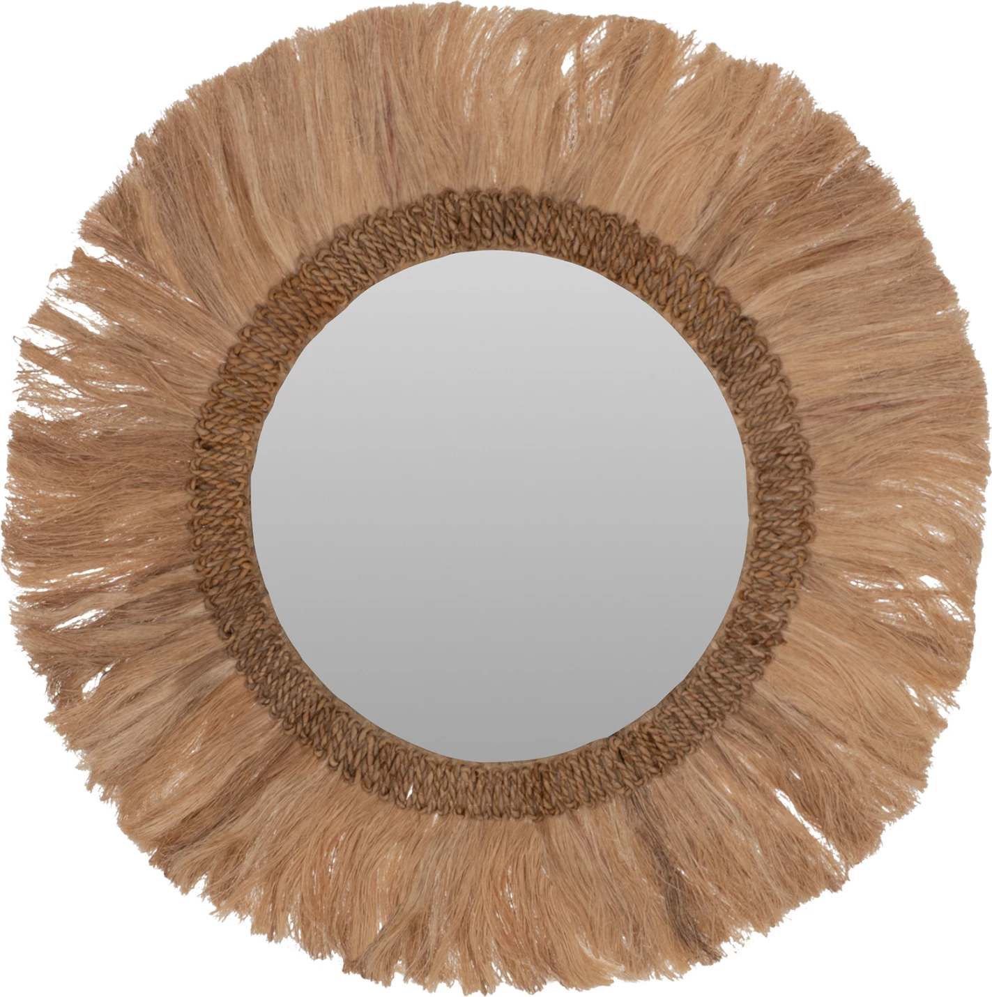 Pasqyrë rrethore me kornizë abaka, ngjyrë natyrale, 90x4.5x90cm, FH7730