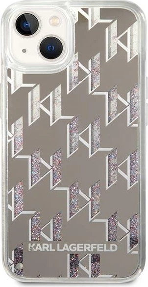 Mbështjellës Karl Lagerfeld KLHCP14MLMNMS për iPhone 14 Plus 6.7", Liquid Glitter Monogram, argjend