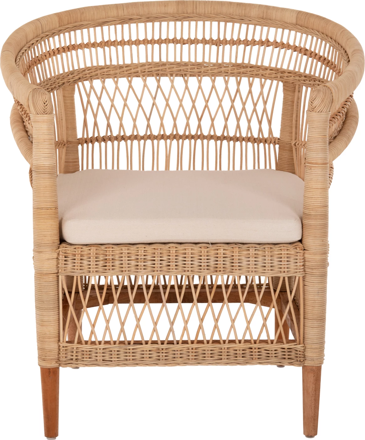 Karrige Malawi, dru mahogany-rattan-jastëk i bardhë, FH9635.04, 80x70x86 cm