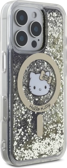 Mbështjellës Hello Kitty Liquid Glitter Fever MagSafe për iPhone 16 Pro, ari