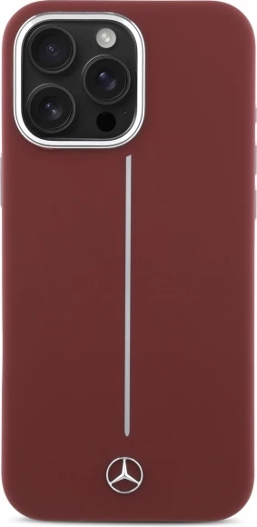 Mbështjellës Mercedes Silicone me vijë të bardhë MagSafe për iPhone 16 Pro Max, Kuq