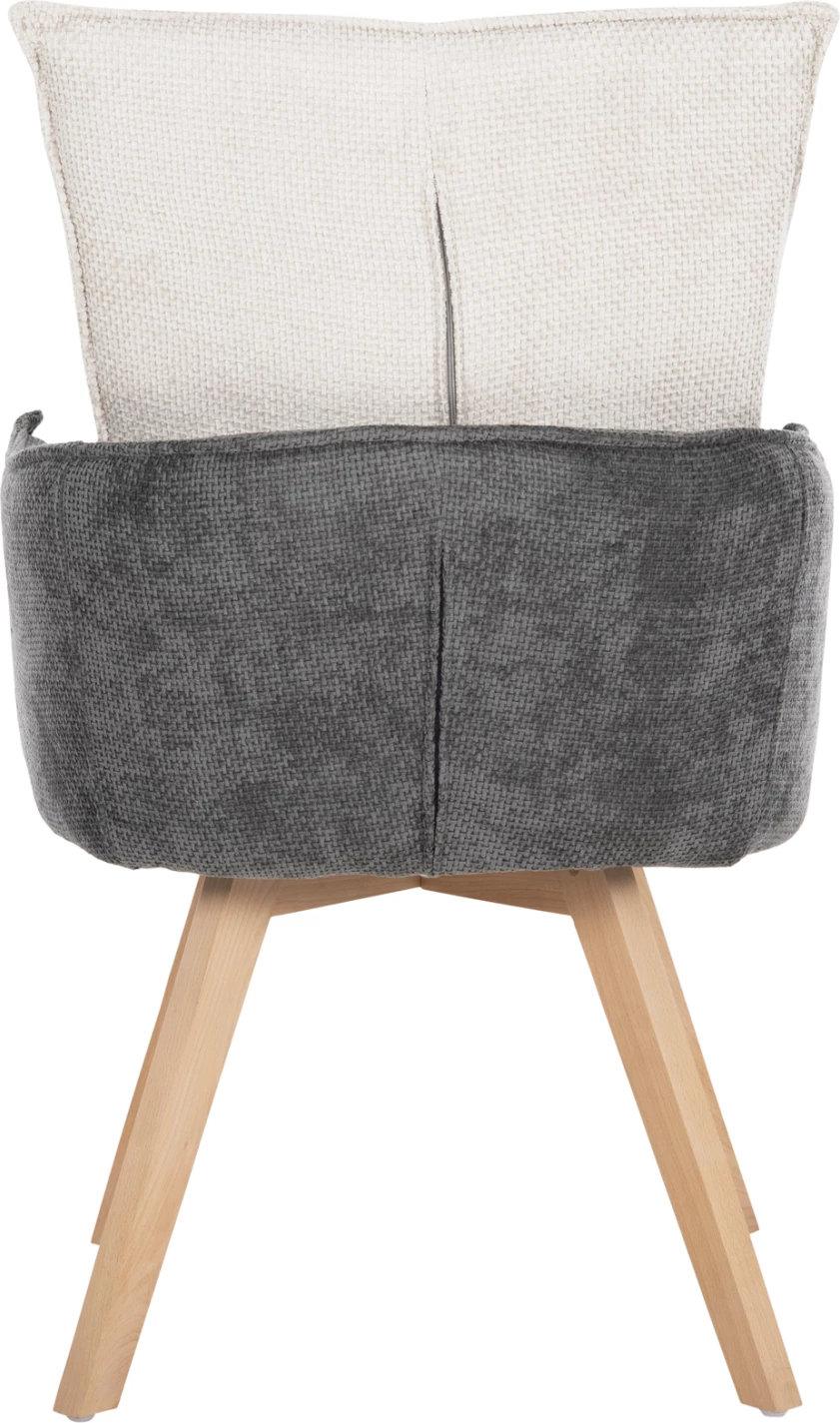 Karrige ngrënieje me krahë REX, FH9847.04, pëlhurë bezhë-gri, këmbë druri ahu, 53x60x93 cm, set prej 2 copë