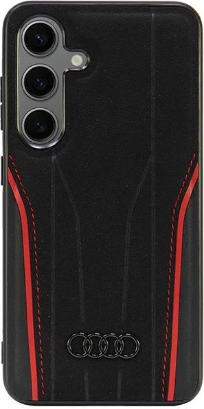 Mbështjellës Audi Genuine Leather MagSafe për Samsung Galaxy S24, i zi-kuq