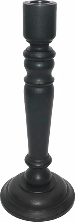 Mbajtëse klasike për qirinj, dru, e zezë, 10x10x26 cm