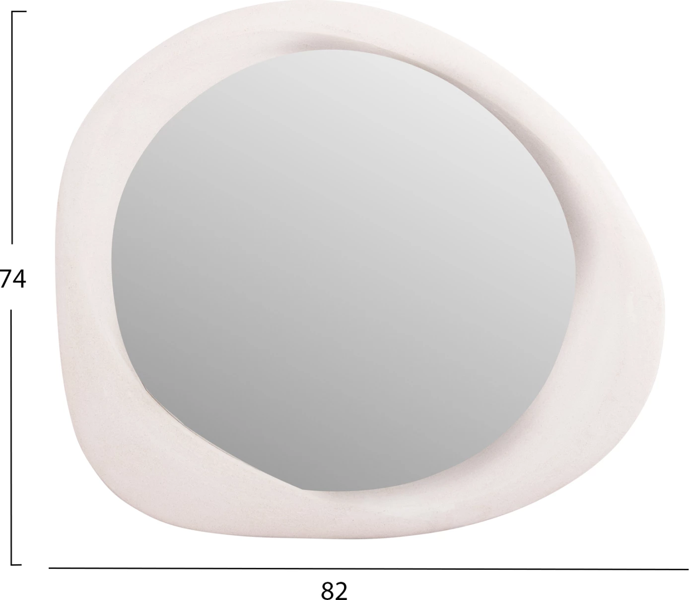 Pasqyrë muri ovale, seri Santorini, FH4511, MDF, ngjyrë e bardhë e zbehtë, 82x3.5x74 cm.