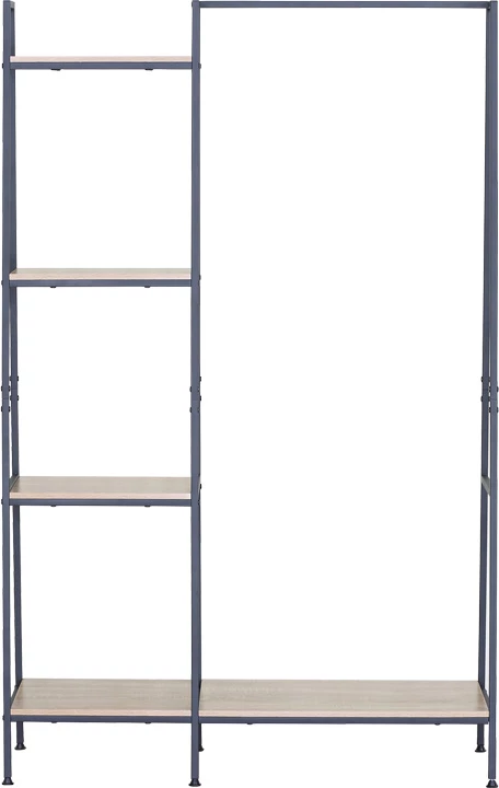 Njësi hyrëse me rafte Herevy, ngjyrë lisi me metal të zi, 101x35x160cm