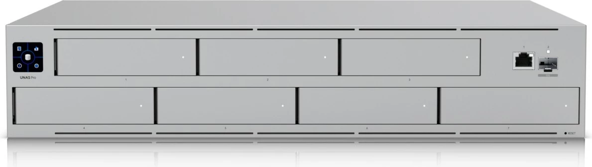 NAS Ubiquiti UNAS-Pro, 7x HDD/SSD, 8GB RAM, 1x GbE, 1x SFP+, rack 2U, hiri