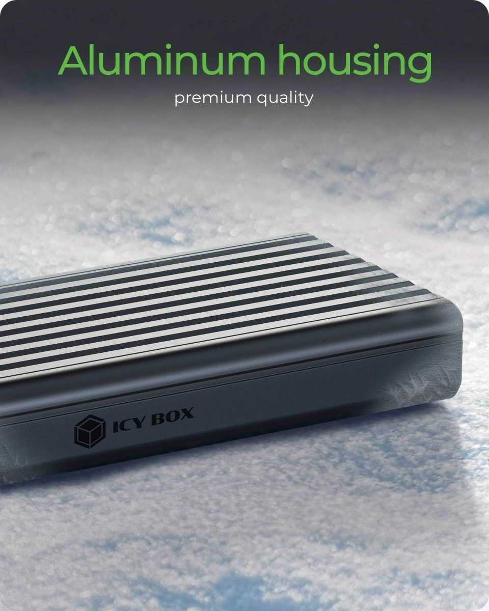 Kasë e jashtme IcyBox IB-1917M-C32, për NVMe M.2 SSD, USB 3.2 Gen 2x2, e zezë