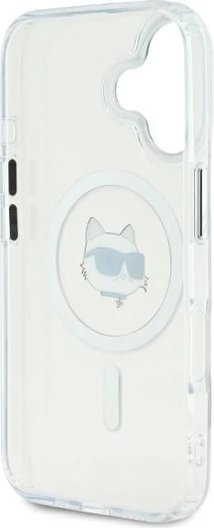 Mbështjellës Karl Lagerfeld IML Metal Choupette Head MagSafe për iPhone 16, Bardhë