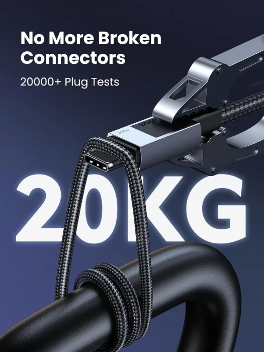 kabllo karikimi USB-C në USB-C UGREEN 45065 PD 3.0 100W 3m me thurje najloni, e zezë