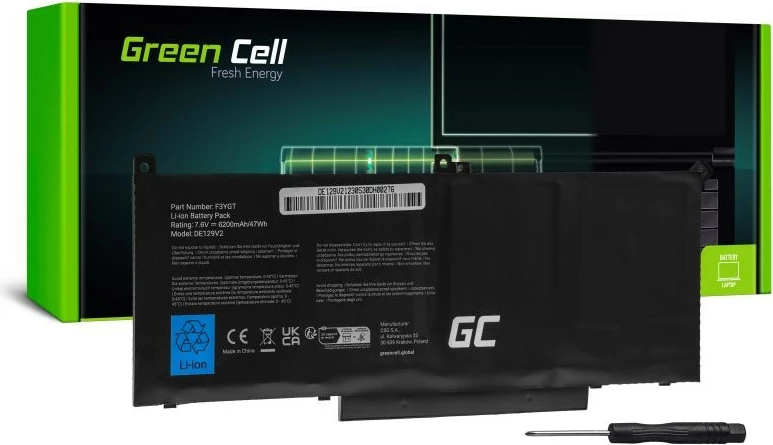 Bateri Green Cell DE129V2 për Dell Latitude 7280 7290 7380 7390 7480 7490, 6200mAh, 7.6V