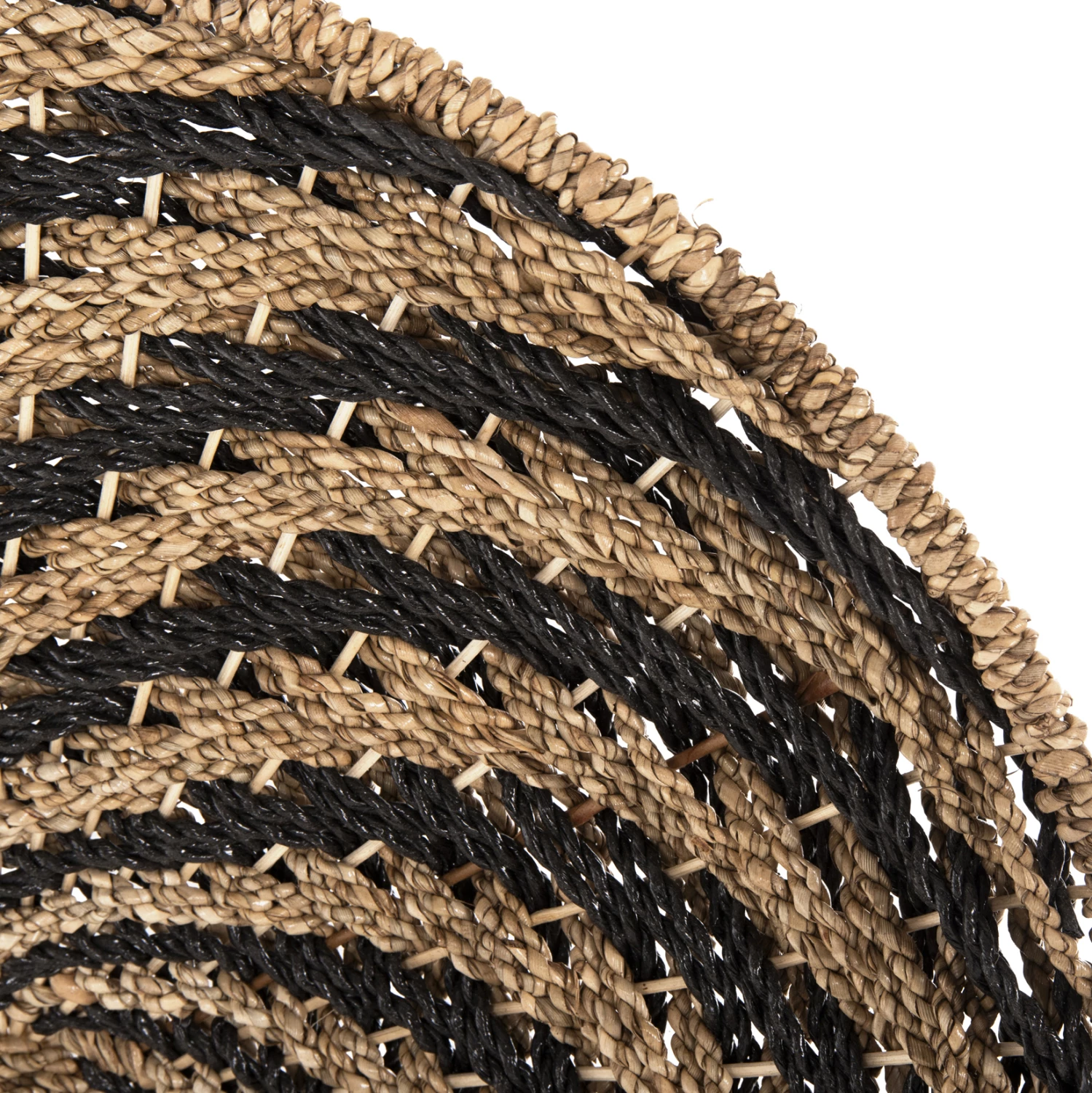 Dekor muri i rrumbullakët, pamje spirale, ngjyrë natyrale dhe e zezë, FH7830.02, Φ61x3cm