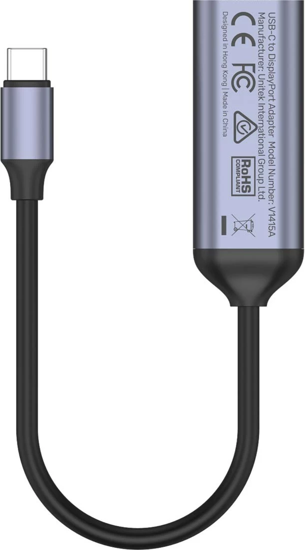 Adapter Unitek USB-C në DisplayPort 1.4 8K 60Hz, zi-argjendtë