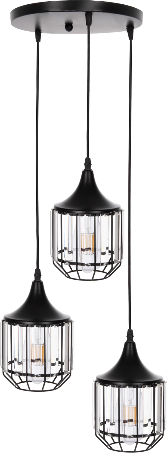 Llambë tavanore varëse, FH4084, 3-drita, metal-xham, Φ14x123H cm