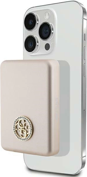 Powerbank Guess 4G Strassed Metal Logo MagSafe, 5000mAh, 15W, Ari