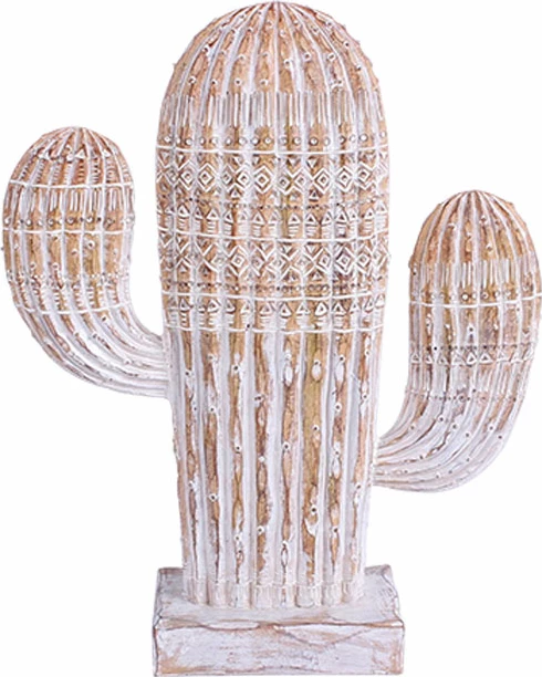 Dekor kaktusi ARIANE, polirezine, natyral-bardhë, 19x6x23cm