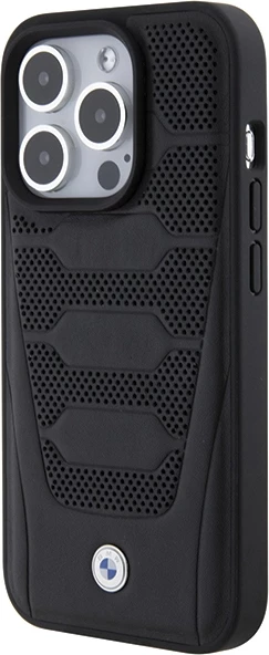 Mbështjellës BMW Leather Seats Pattern për iPhone 15 Pro Max, i zi