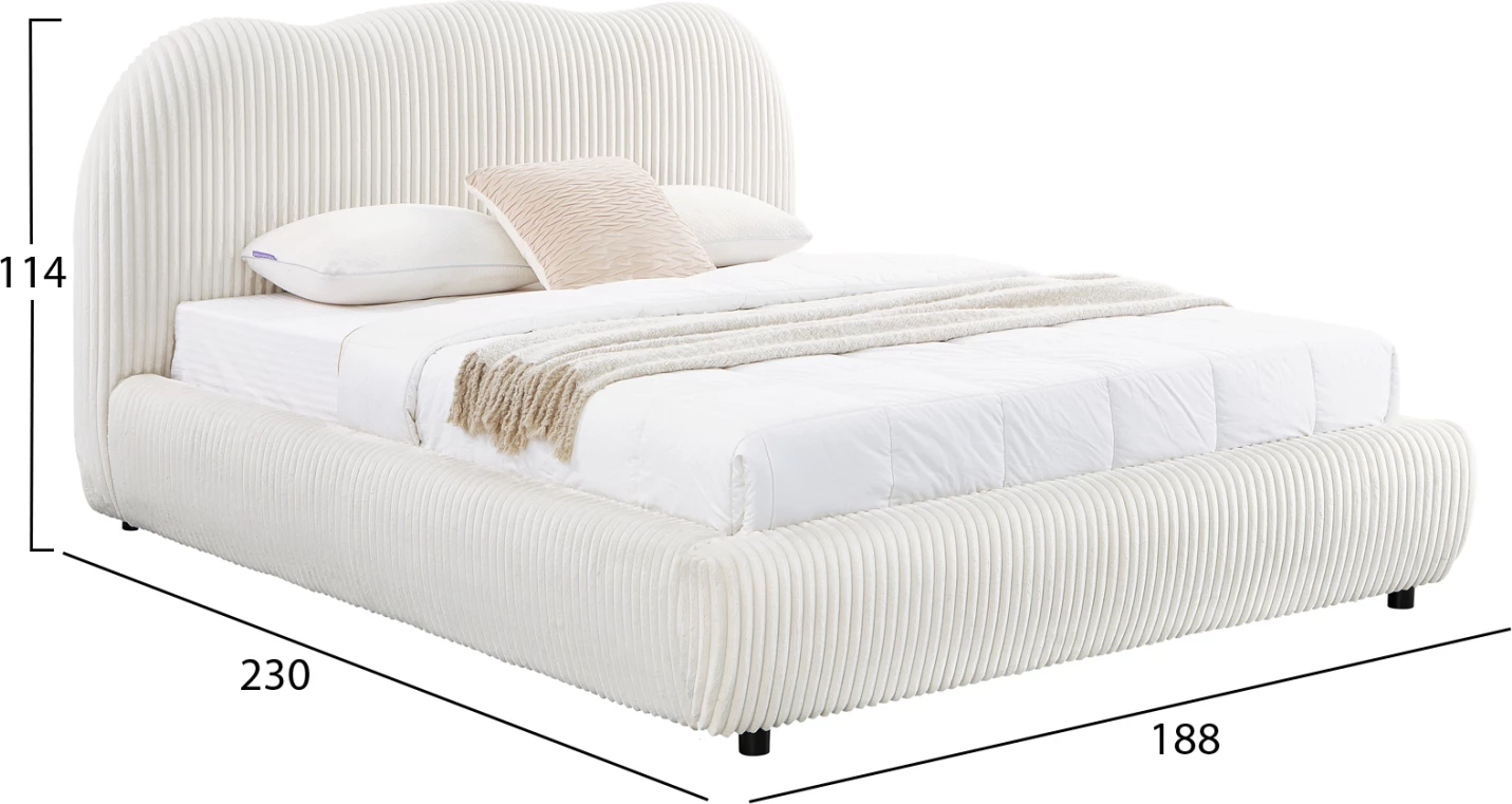 Krevat dopio me hapësirë për depo, material leshi sintetik, bezhë, KALLY FH729.03, dyshek 160x200cm