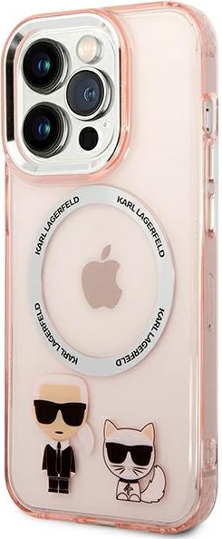 Mbështjellës Karl Lagerfeld KLHMP14LHKCP për iPhone 14 Pro 6.1", hardcase, MagSafe, rozë