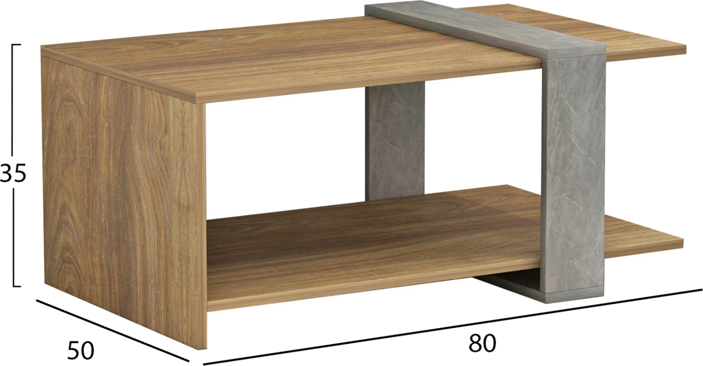 Tavolinë kafeje WILMA, teksturë guri gri, FH8950.13, 80Χ50Χ35H cm