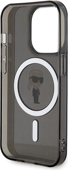 Mbështjellës Karl Lagerfeld IML Ikonik MagSafe për iPhone 14 Pro Max, i zi