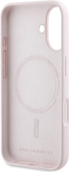 Mbështjellës Karl Lagerfeld Silicone KC Heads Ring MagSafe për iPhone 16 Plus, Rozë