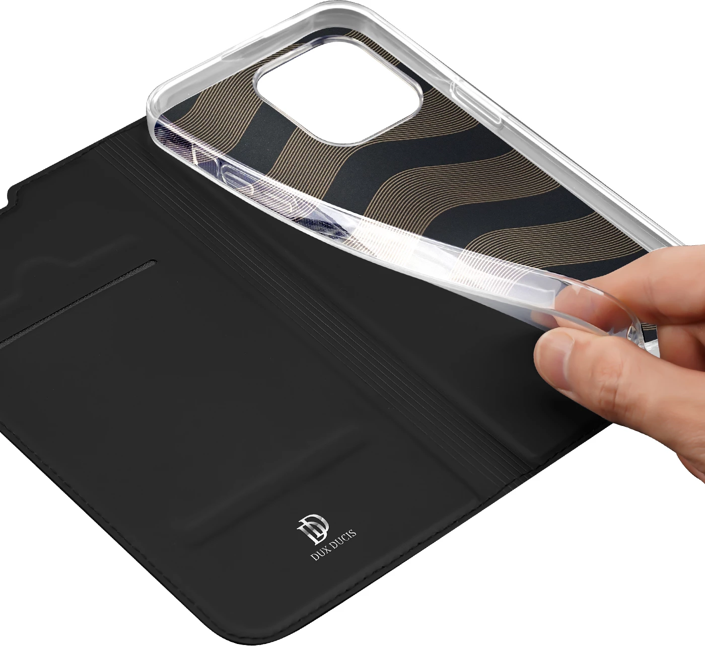 Mbështjellës Dux Ducis Skin Pro për iPhone 14 Pro Max, me kapak, i zi