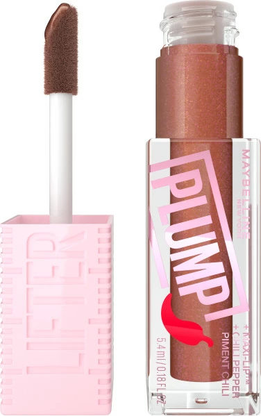 Gloss për buzë Maybelline Lifter Plump Lip Gloss Lip Enhancer 007 Cocoa Zing për femra 5.4ml