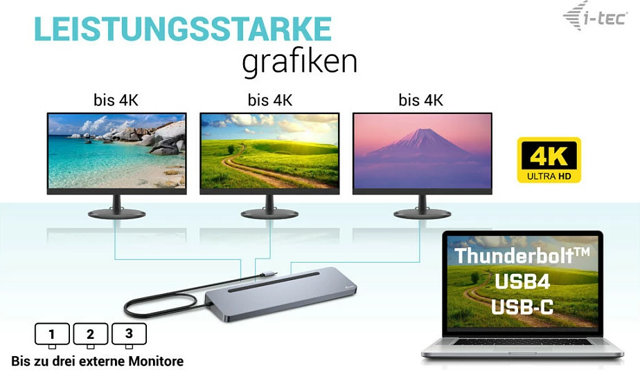 Docking station I-Tec USB-C Metal Ergonomic 3x 4K, 100W, argjendtë
