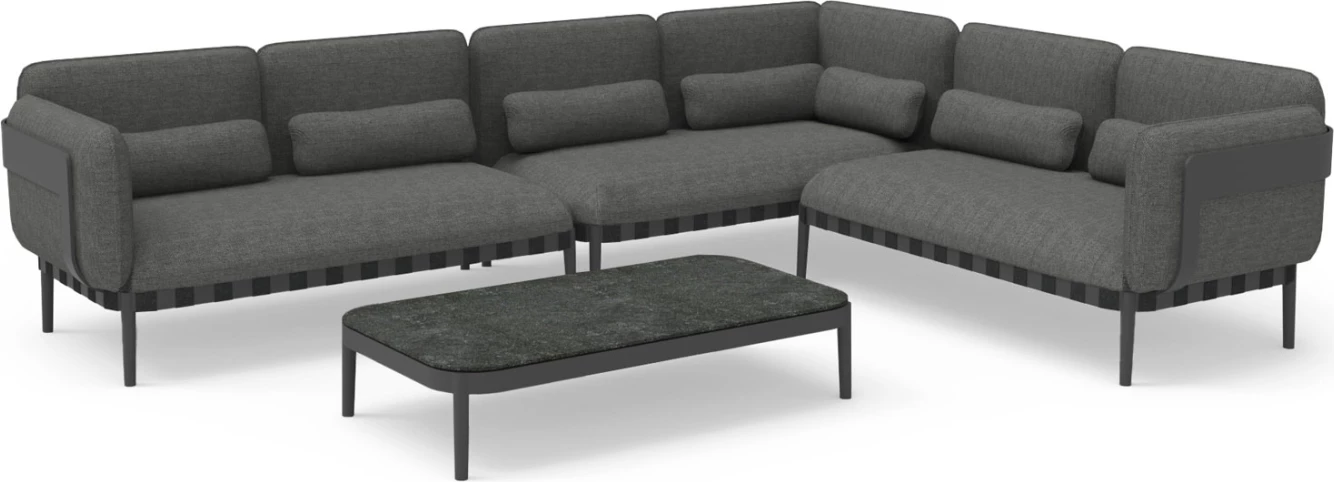 Set lounge për jashtë, 4 pjesë, PEGASUS CD6199.01, alumin, litar, material OLEFIN, ngjyrë gri e errët