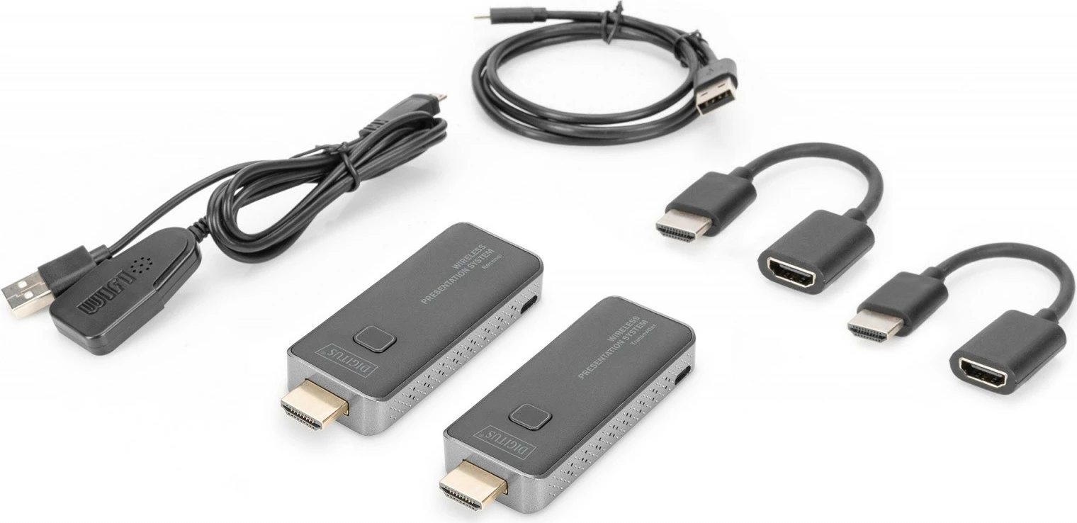 Set HDMI wireless Digitus DS-55319, transmetim 50m, Full HD, Gri/Argjend