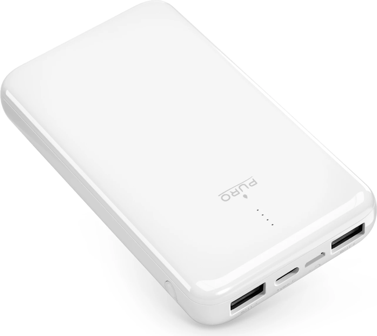 Powerbank Puro White 10000mAh, 12W, 2xUSB-A + USB-C, Bardhë