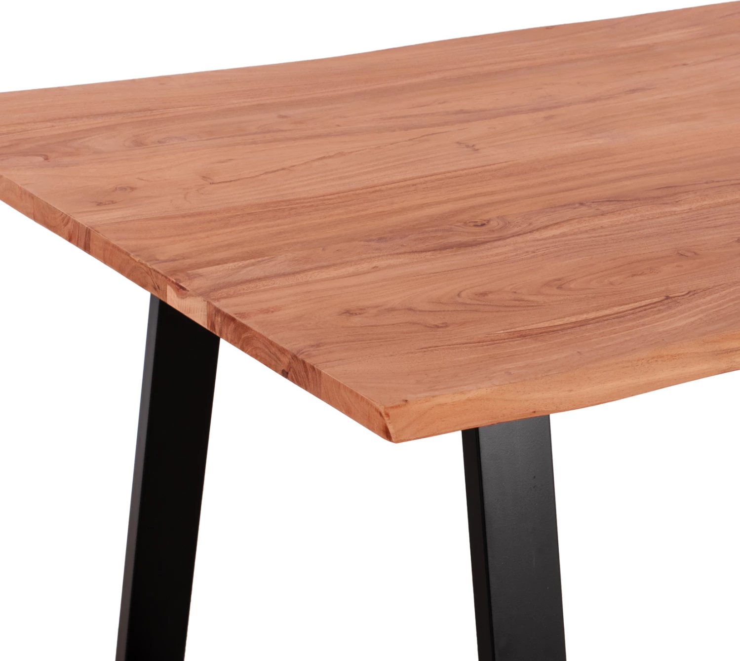 Tavolinë ngrënieje akacie, FH8501.11, dru akacie, këmbë të zeza, 200x100x77 cm