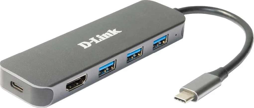 Hub USB-C D-Link DUB-2333, 5-in-1, 60 W, Gri