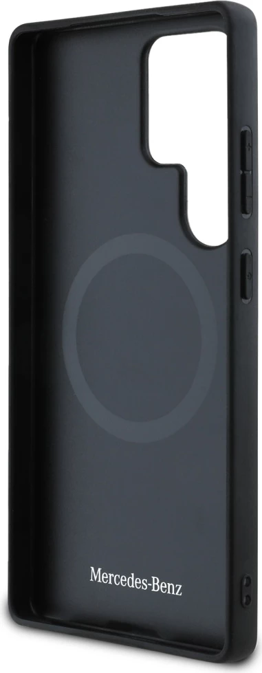 Mbështjellës Mercedes Leather Horizontal Debossed Curves MagSafe për Samsung Galaxy S25 Ultra, i zi