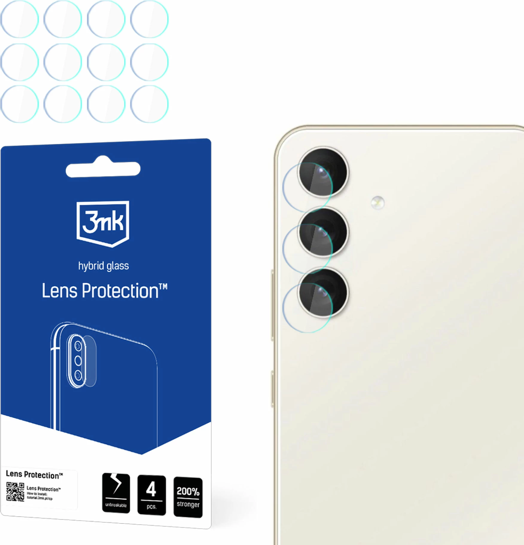 Mbrojtës xhami hibrid për kamera, 3mk Protection, për Samsung Galaxy S24+, set