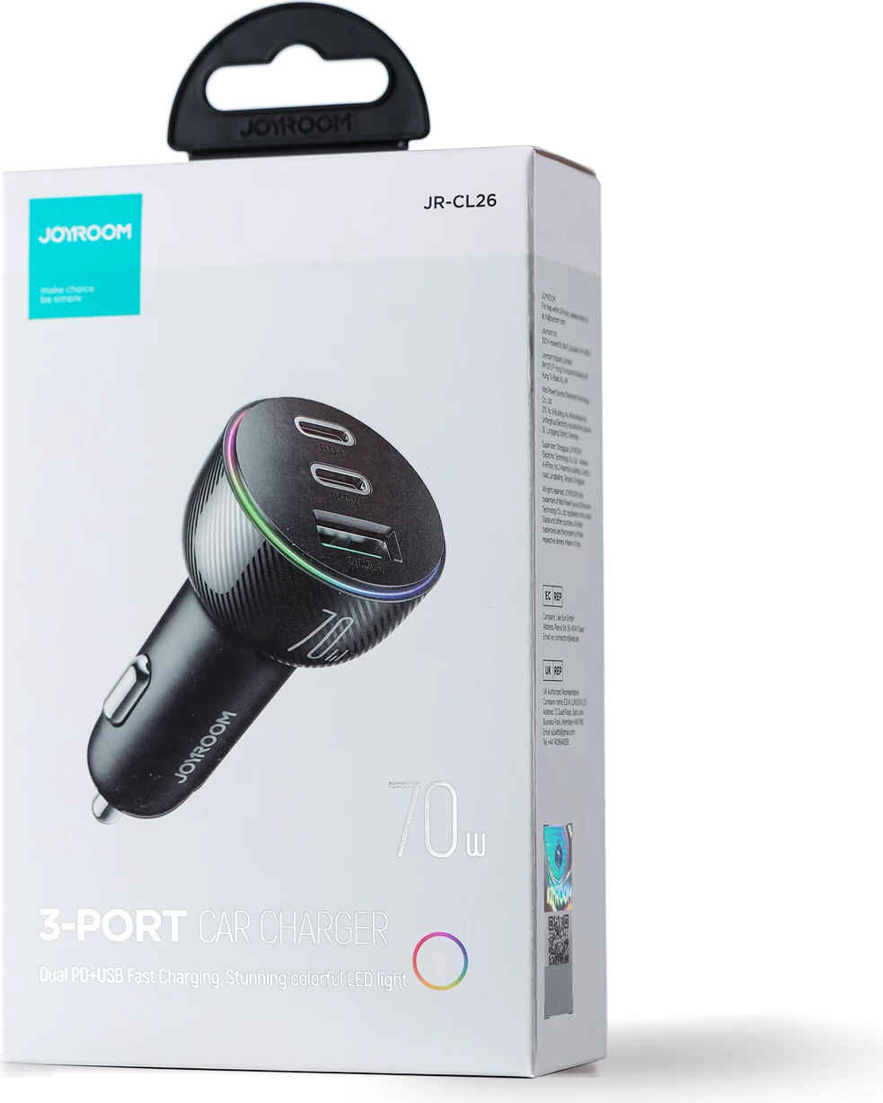 Karikues veture Joyroom JR-CL26, 70W, 3 porta (USB, 2x USB-C), i zi