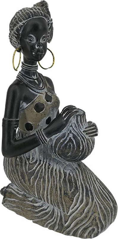 Figurë dekorative RABIA 2, polirezine, 12x8x18cm, e zezë, kafe, e bardhë