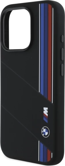 Mbështjellës BMW Silicone Cut Tricolor Lines MagSafe për iPhone 16 Pro Max, Zi