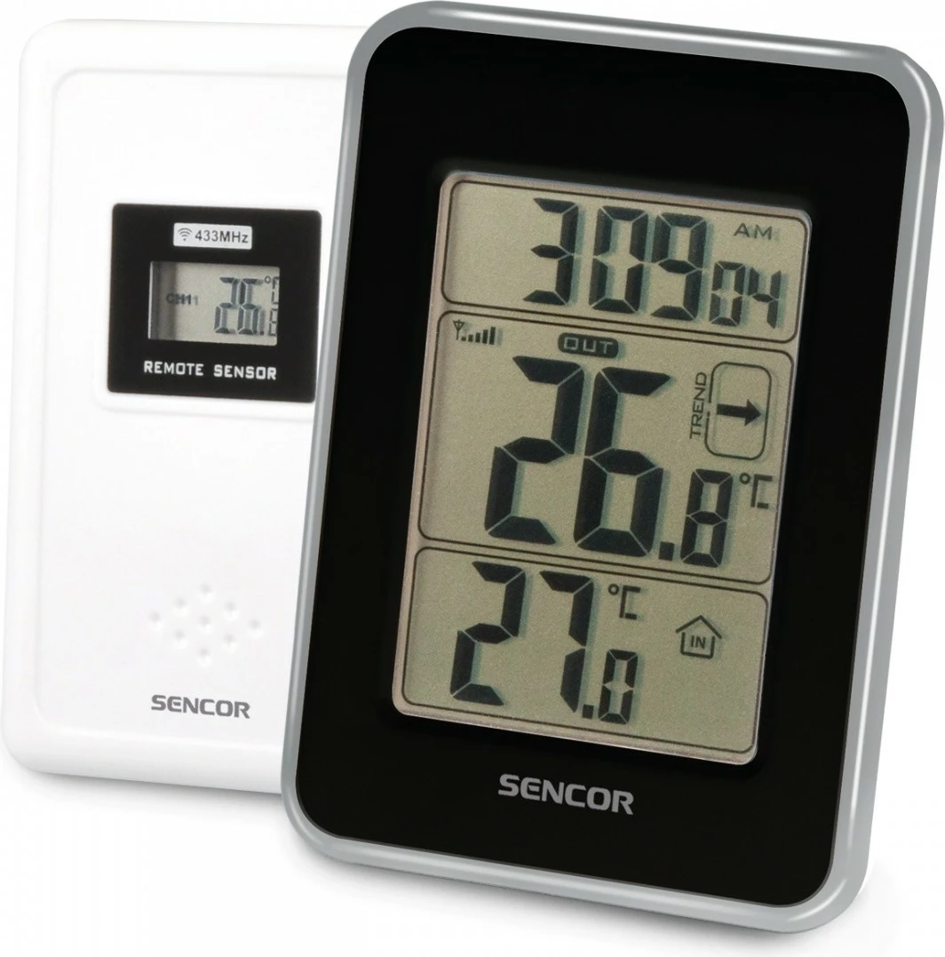 Stacion moti Sencor SWS 25 BS, me sensor wireless, zi/argjend
