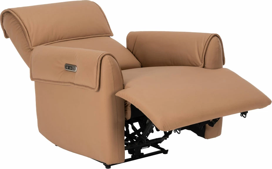 Fotelë relaksuese me recliner elektrik, ngjyrë camel, 88x95x102cm