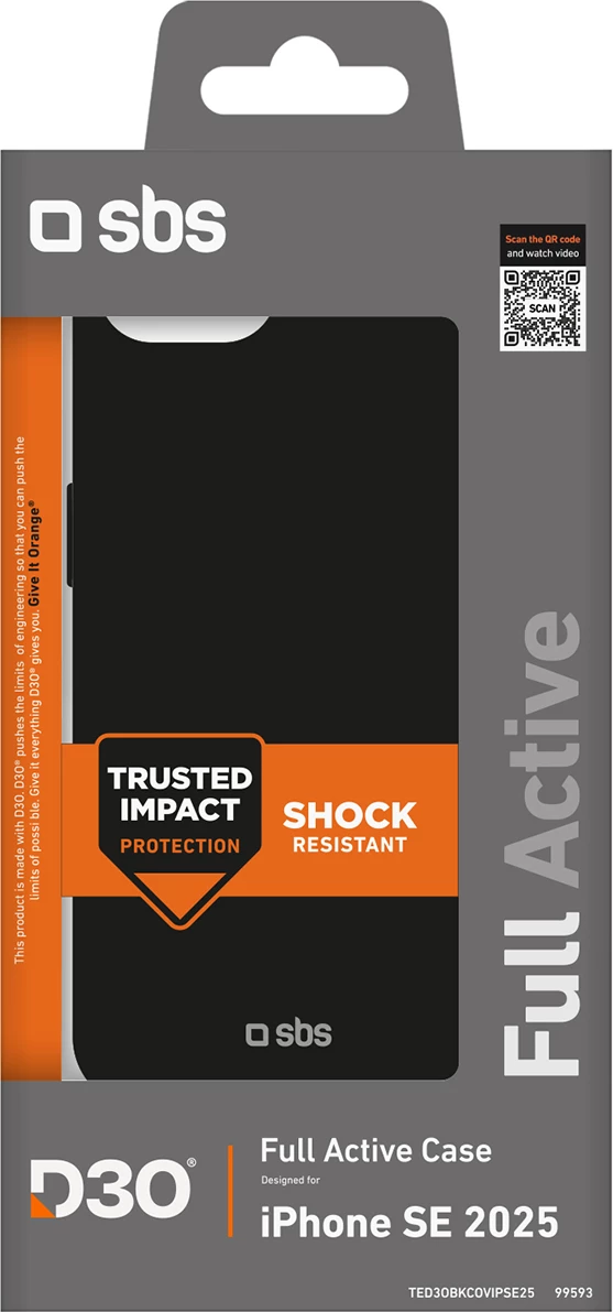 Mbështjellës SBS Full Active D3O për iPhone 16e, i zi